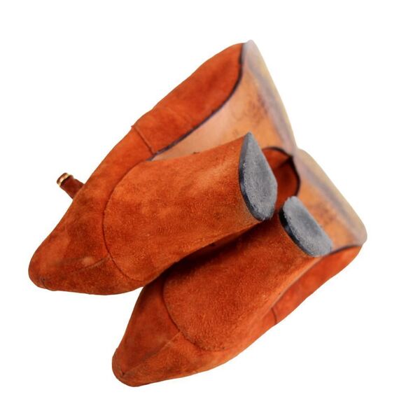 Lamica ITALY BRICK BROWN GENUINE LEATHER SUEDE MID ROUND TOE PUMP SHOES Sz 8M - Picture 11 of 11